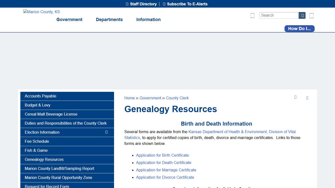 Genealogy Resources Marion County, KS