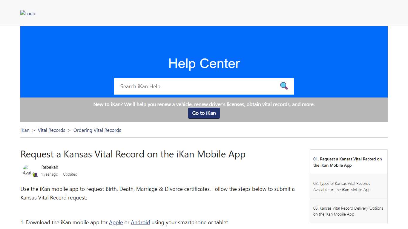 Request a Kansas Vital Record on the iKan Mobile App – iKan